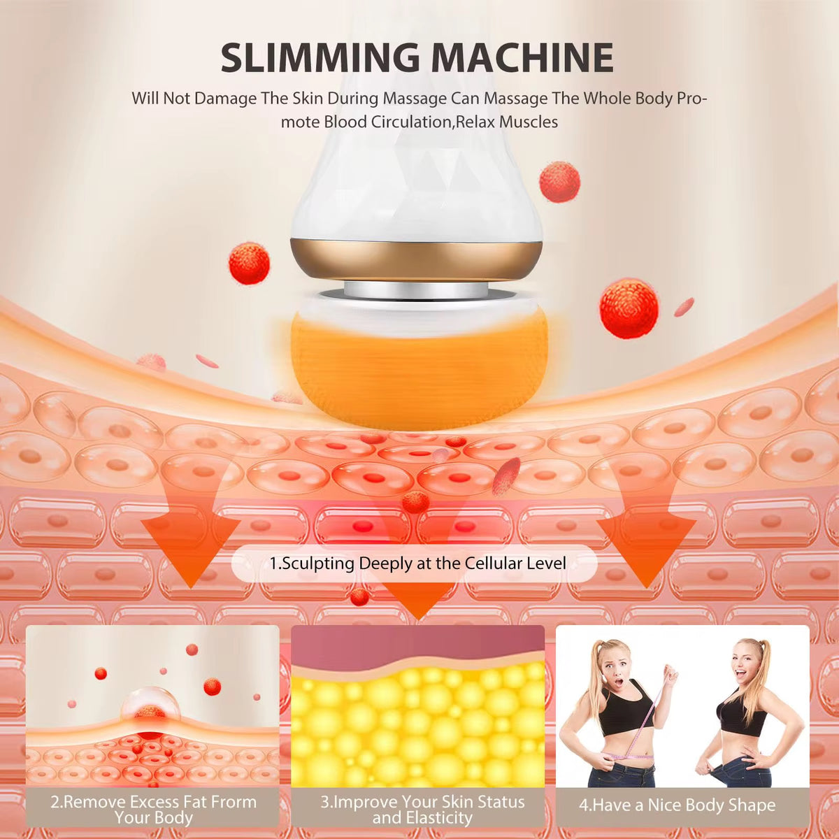 Trådlös BodySculpt – 2 i en Cellulitborttagare och massageapparat – inkl. extra dynor