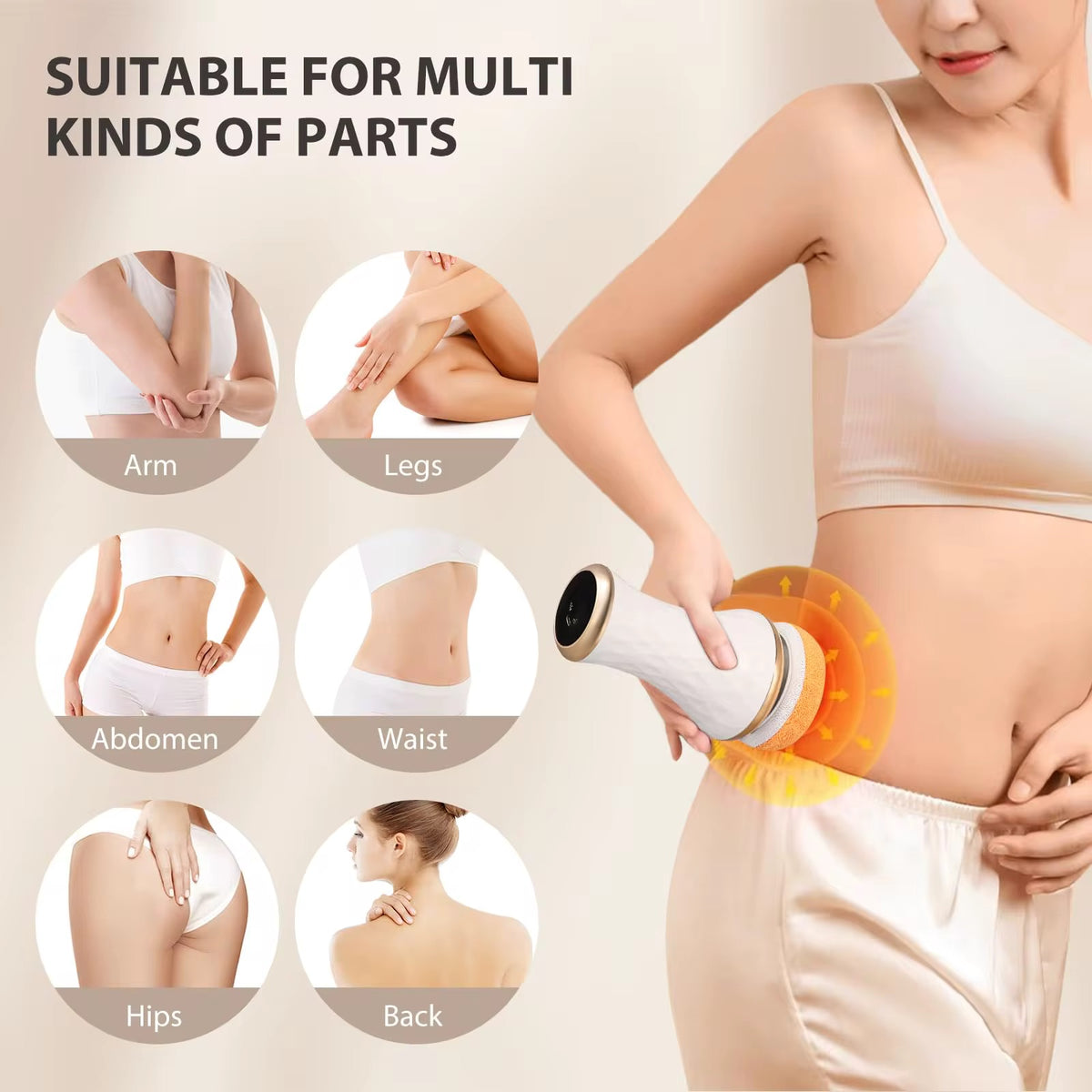 Trådlös BodySculpt – 2 i en Cellulitborttagare och massageapparat – inkl. extra dynor
