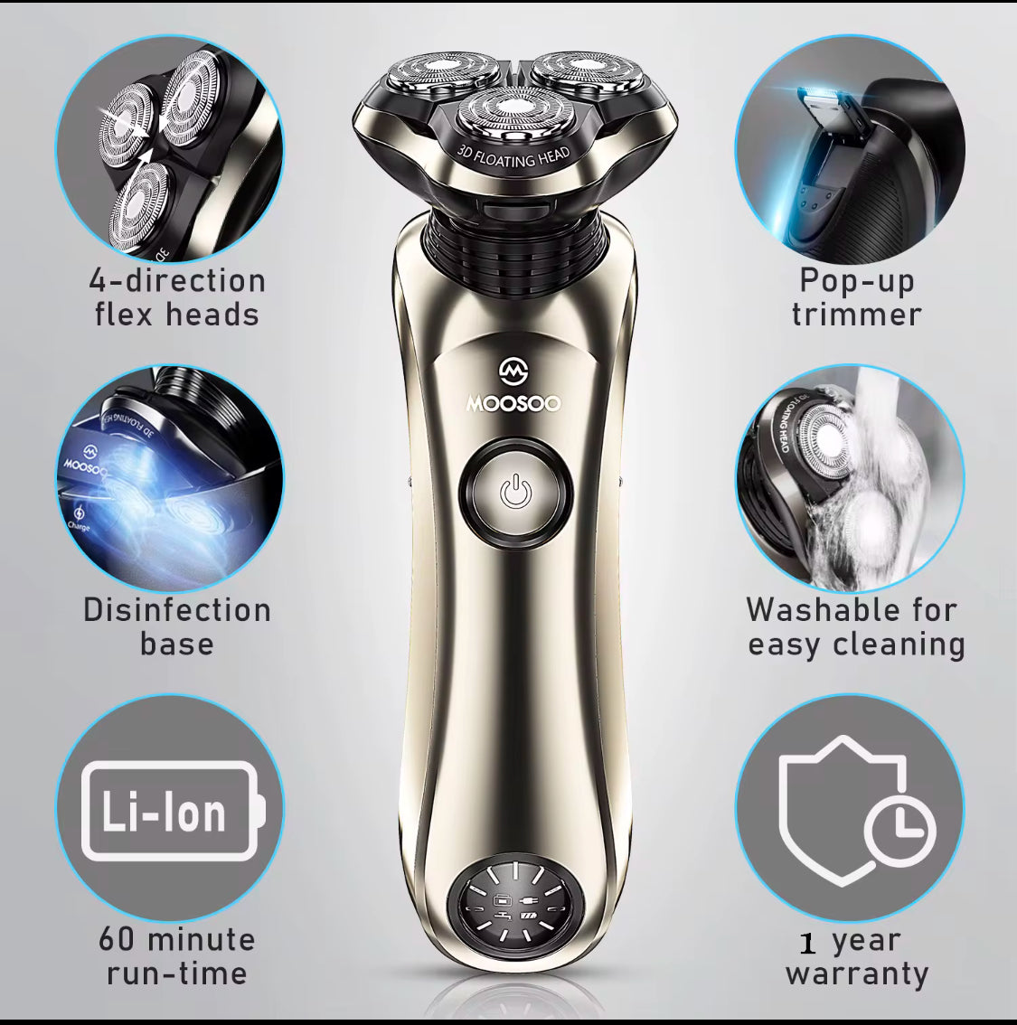 Shaver med opladnings- og steriliseringsbase