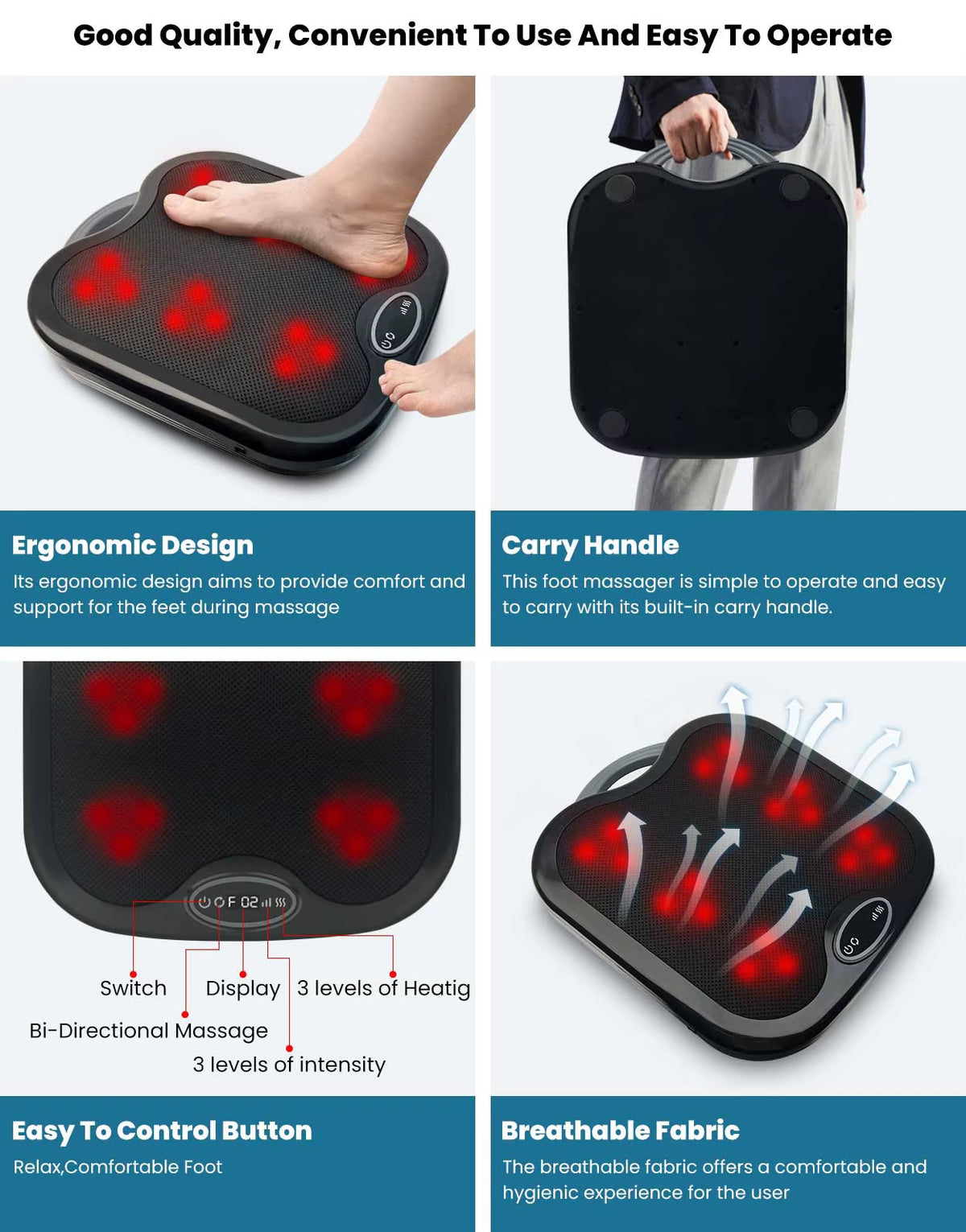 TeraWave Foot Massager – avanceret fodmassage med varme & energiteknologi